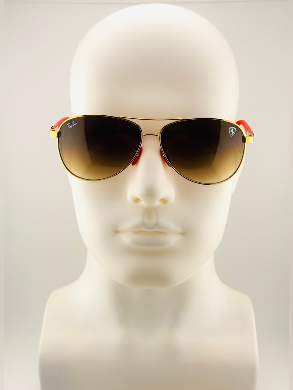Ray-Ban Scuderia Ferrari Sunglasses RB8313M Gold Frame Brown Gradient Lenses - Picture 3 of 15